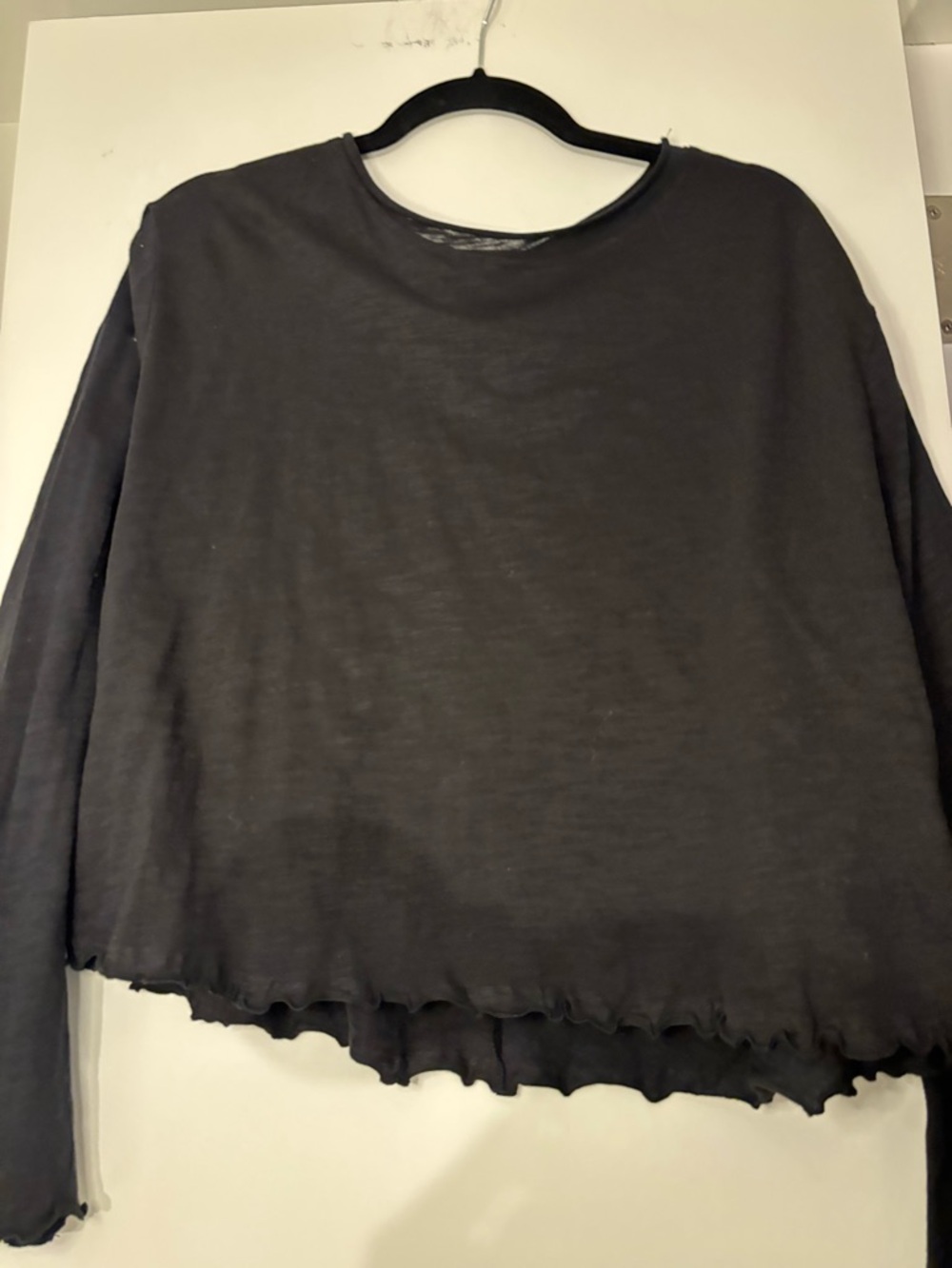 Classic Crewneck Long-Sleeve Top - Black